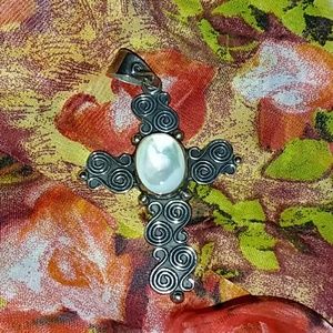 ❤HOLD 4 ANNIE❤Sterling Mother of Pearl Cross